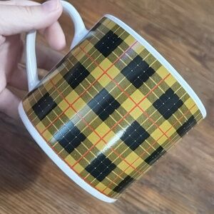 Plaid Ceramic Mug - Yellow and Black